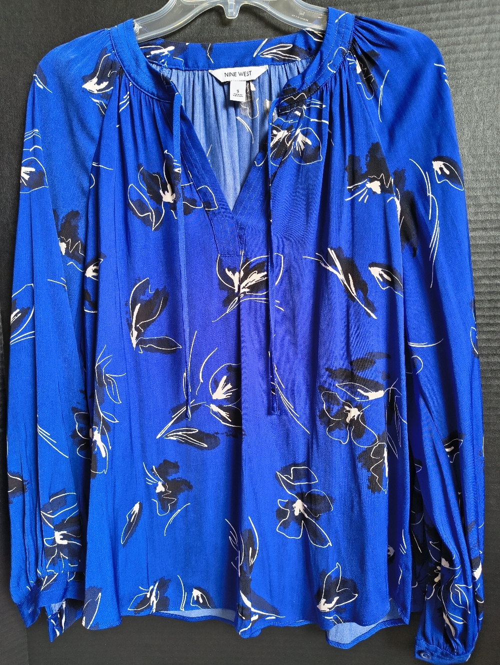 Nine West Floral Tie-Neck Blouse